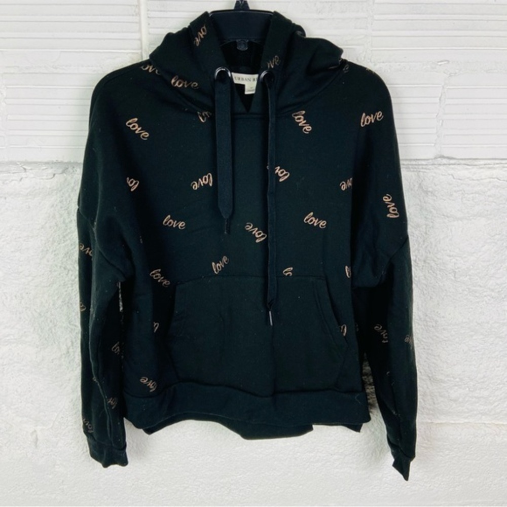 Urban rebel Chic Black Love Print Hoodie size medium